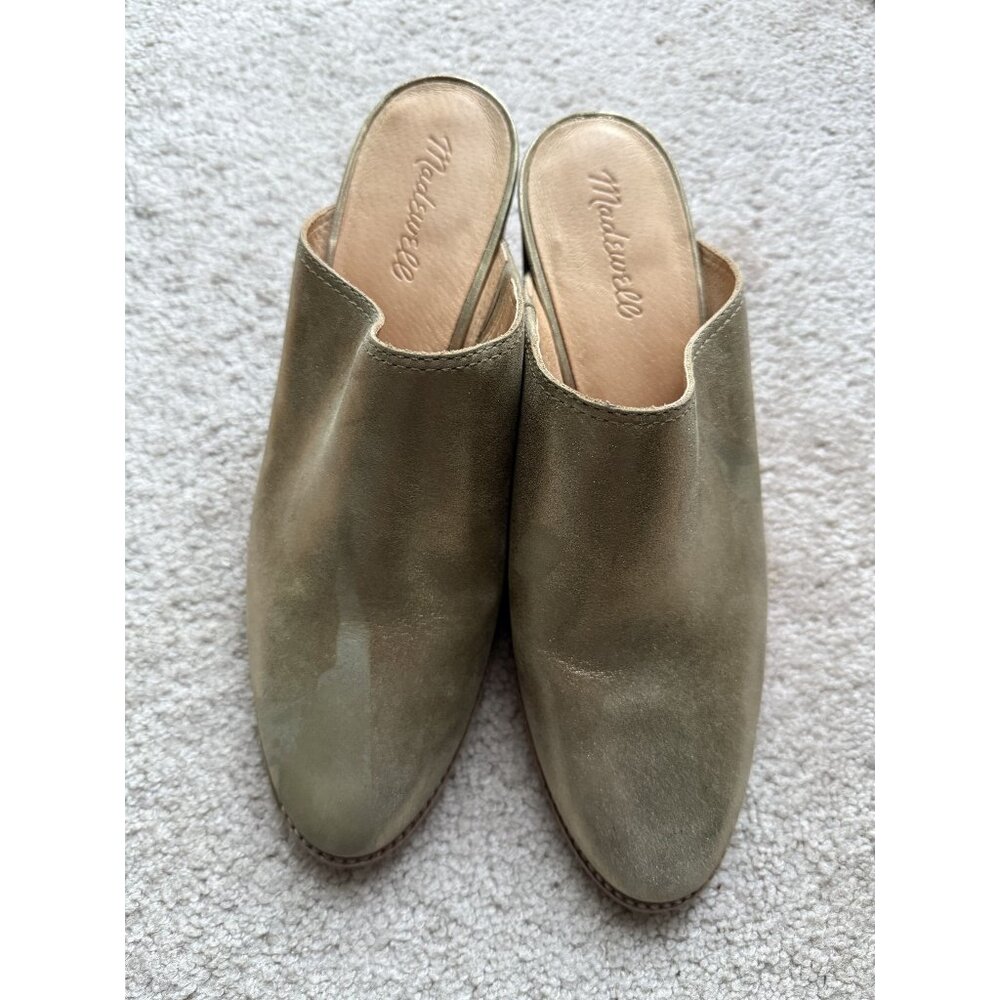 Madewell Women's The Harper Mule in Metallic Olive‎ Bronze Size 9.5 Flawed